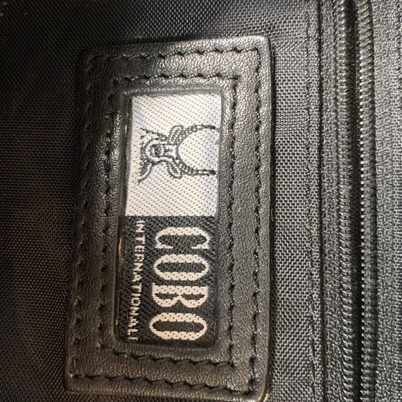 COBO INTERNATIONAL handbag satchel Logo Canvas silver Hardware black leather - Picture 4 of 16